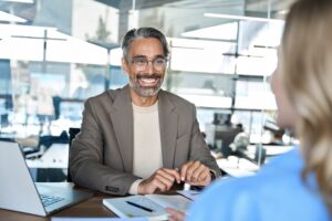 Advisor speaking to clients